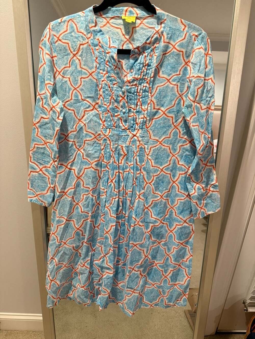 Roberta Roller Rabbit Tunic Dress Size S Blue Orange Geometric Cotton